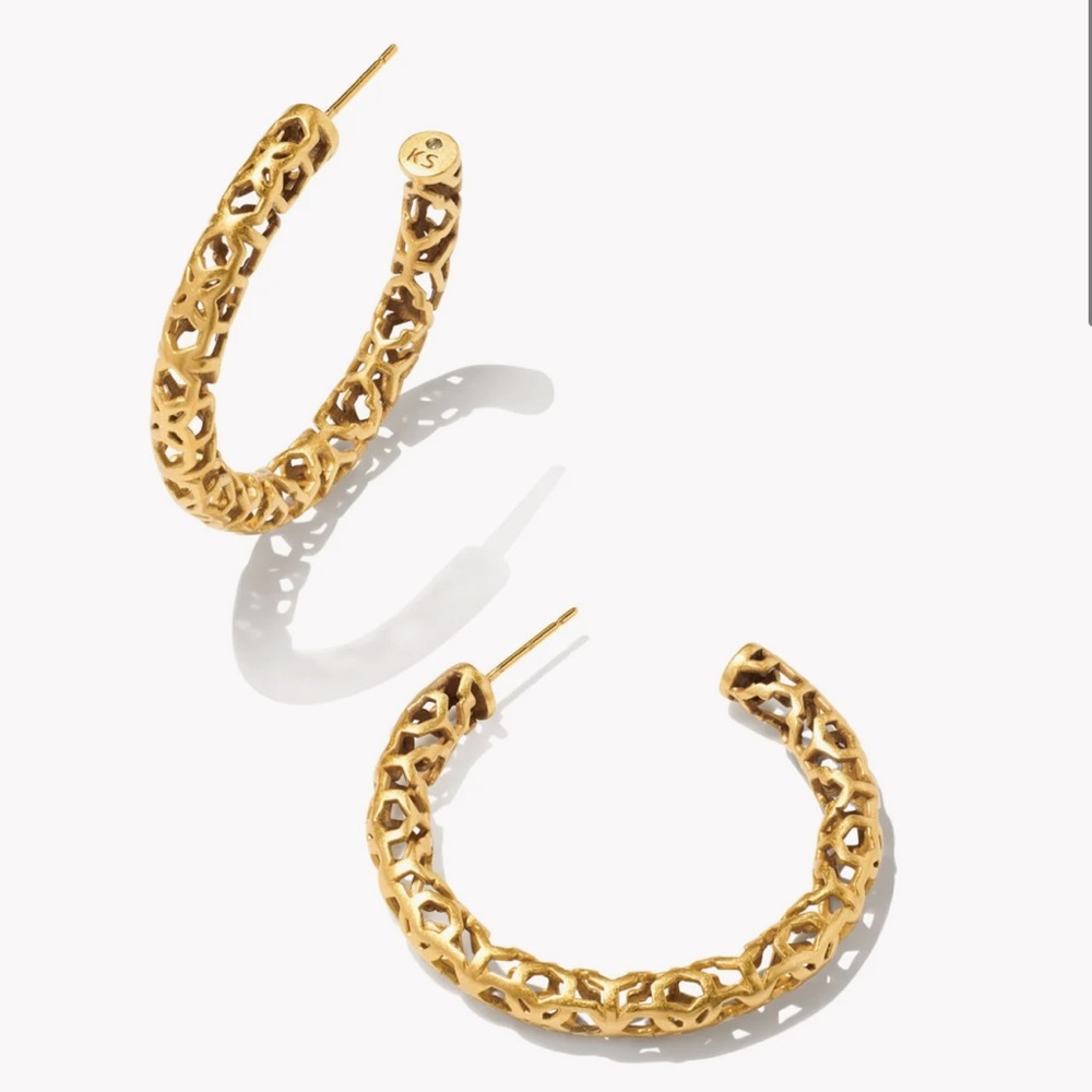 Kendra Scott Yellow Rose Maggie Small Hoop Earrings in Vintage Gold NWOT